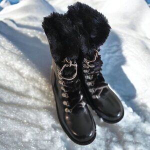 I.N.C. International Concepts Hannia Padded Patent Leather Wedge Lace Up Booties